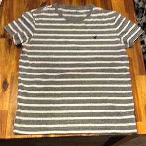 American Eagle Outfitters Gray and Cream Striped Tee
